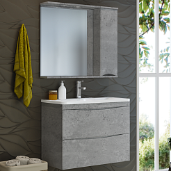 Misty Мебель для ванной Атлантик 80 R 2 ящика подвесная серый камень – фотография-1